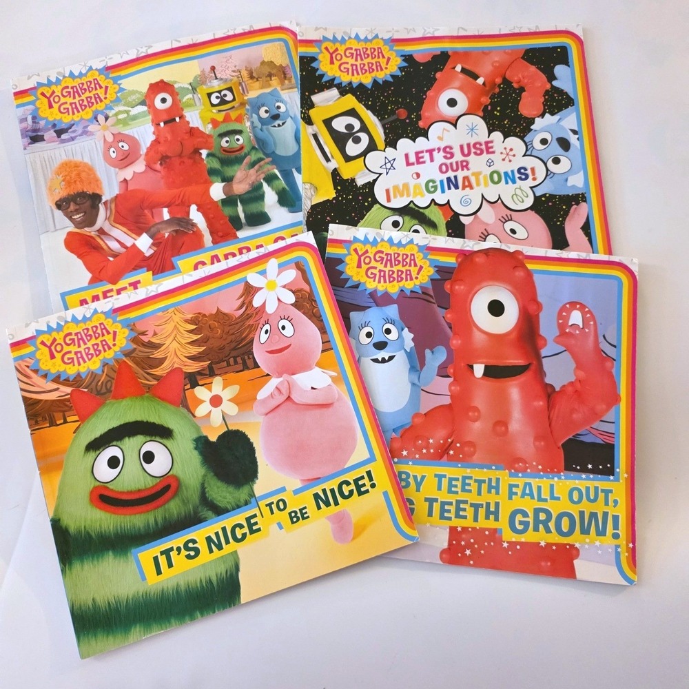 Yo Gabba Gabba Paperback Book Lot 4 Multi-Color Educational Stories Kids